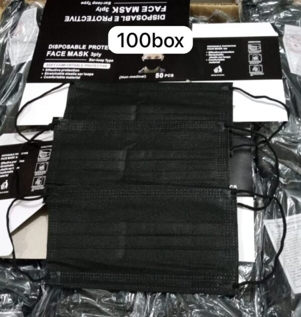 MASKER FACEMASK 3PLY HITAM PER 10BOX