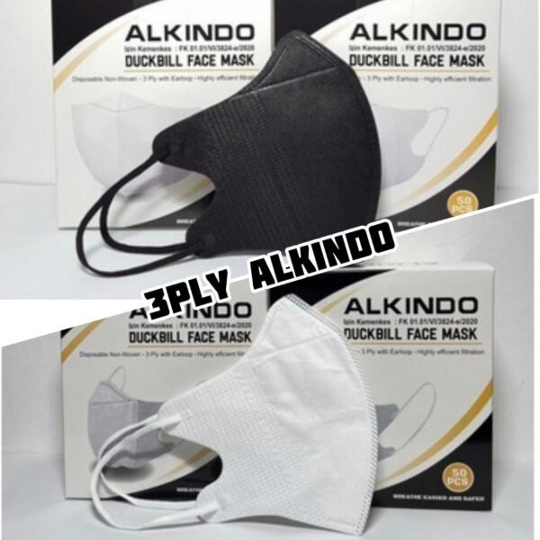 MASKER DUCKBILL ALKINDO HITAM PUTIH PER 10BOX