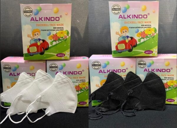 MASKER KIDS ALKINDO HITAM PUTIH PER 10BOX
