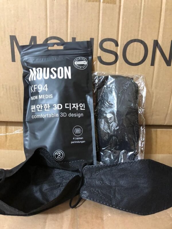 MASKER KF94 MOUSON HITAM PER 10 PAX